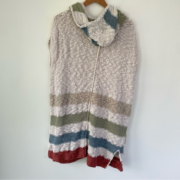 Free People Seaside Stripe Boucle Hooded Cardigan Sweater Open Knit L Large - Picture 8 of 11